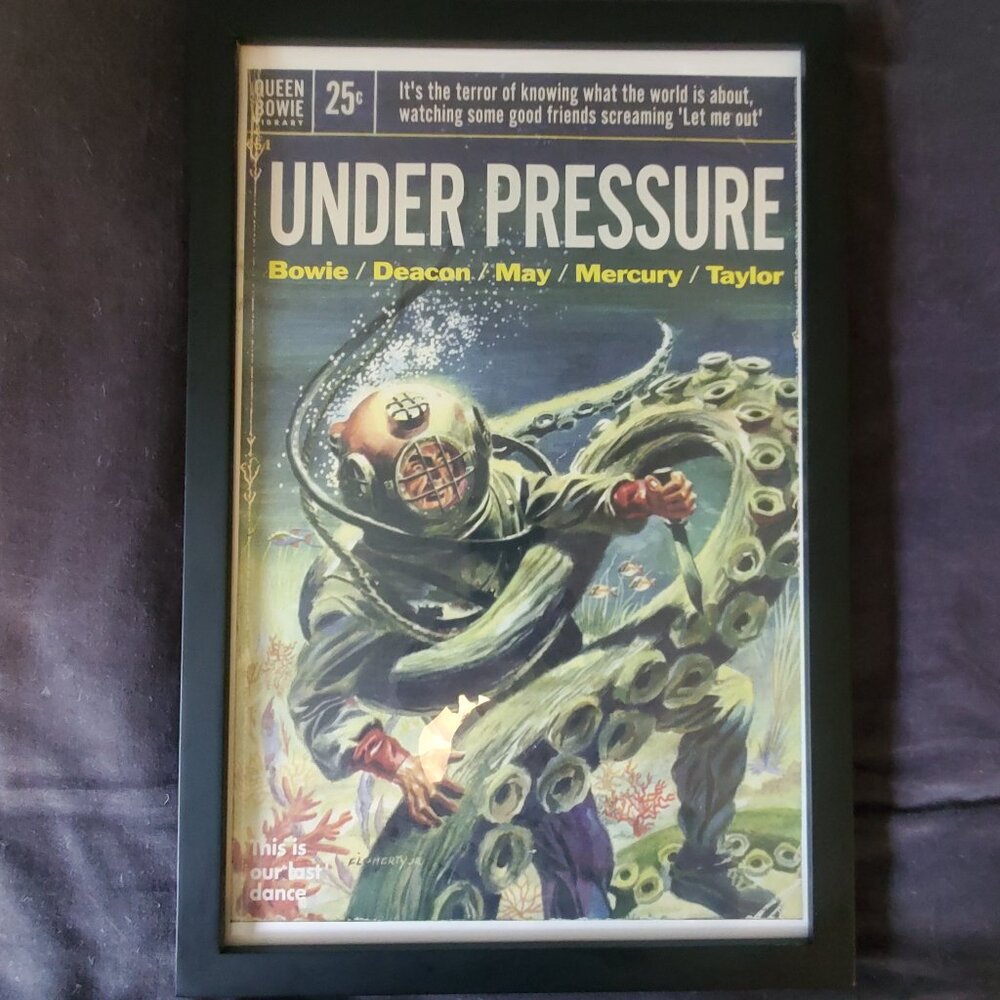 Queen David Bowie "Under Pressure" Deep Sea Adventure Pulp Novel Mashup Print